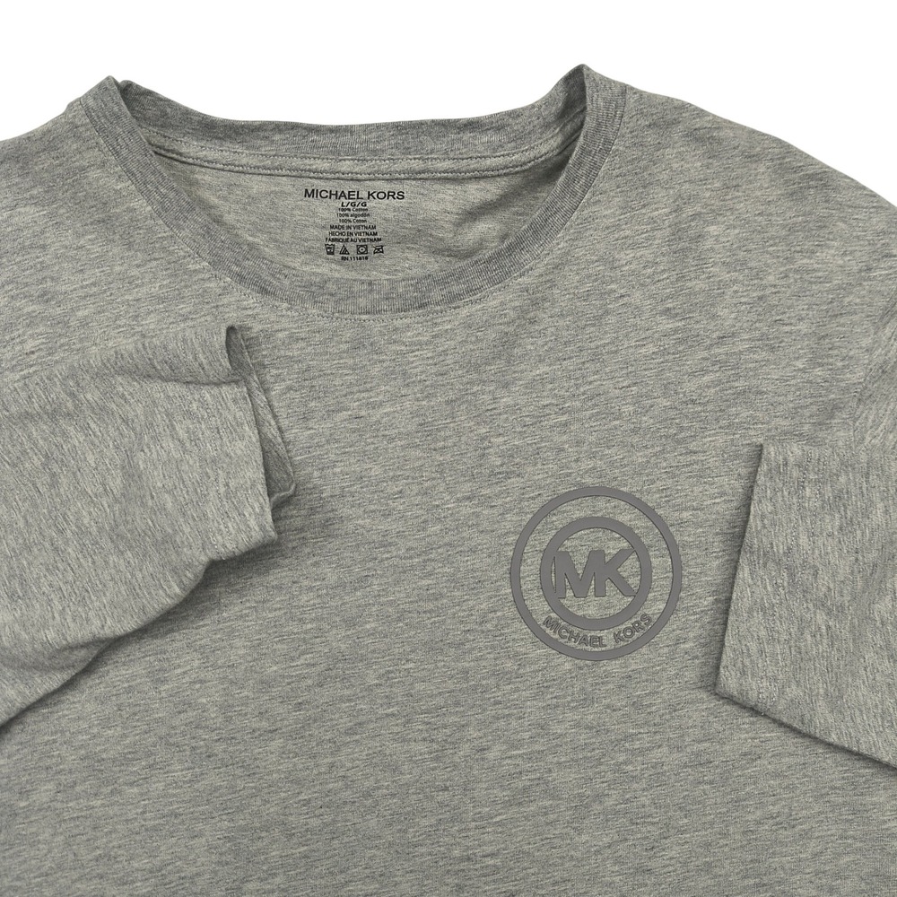 Michael Kors Mens Heather Gray Long Sleeve Logo T-Shirt Size Large 6BR6K11011